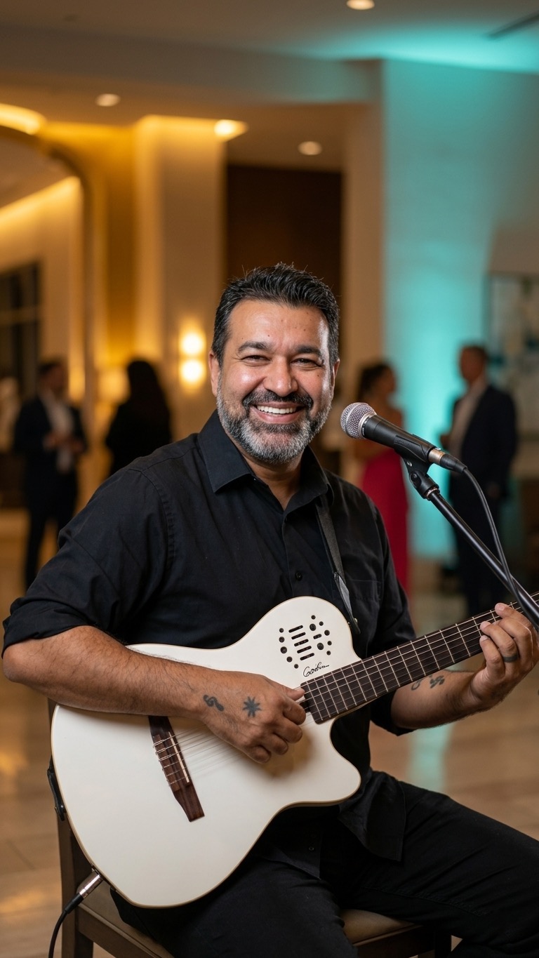 Adrián Antoine playing guitar live